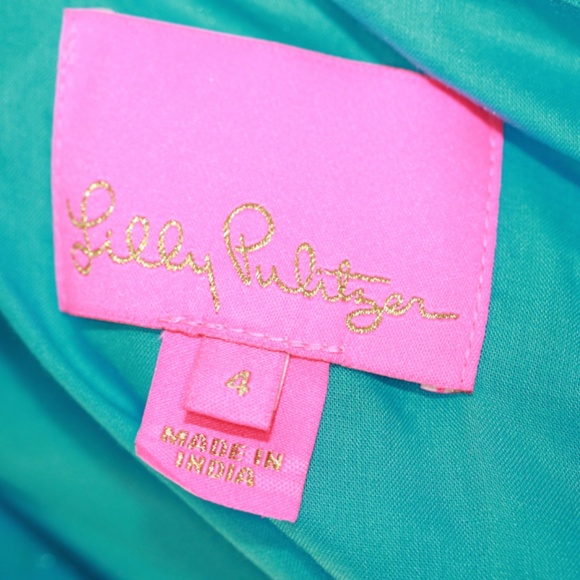Lilly Pulitzer Heline Ruffle Dress Oasis Metallic Dobby Party Dress Size (4) - Picture 2 of 4